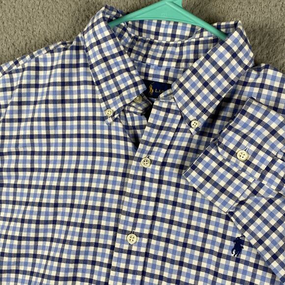Ralph Lauren Shirt Men's Large Oxford Plaid Button Down Business Smart Causal - Picture 2 of 8